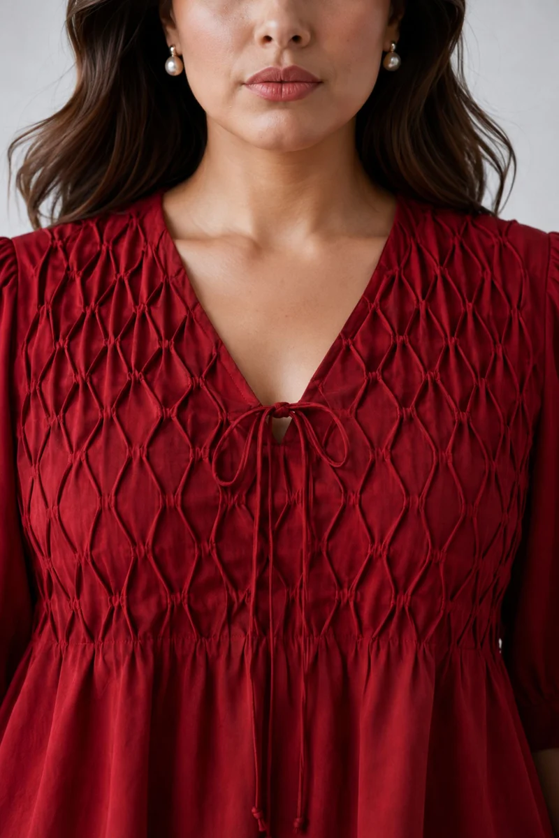 Kalina|100% Cotton Pintuck Top