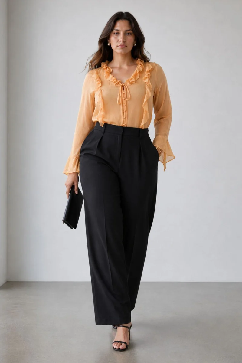 Celesse|100% Viscose Top With Ruffle Detail
