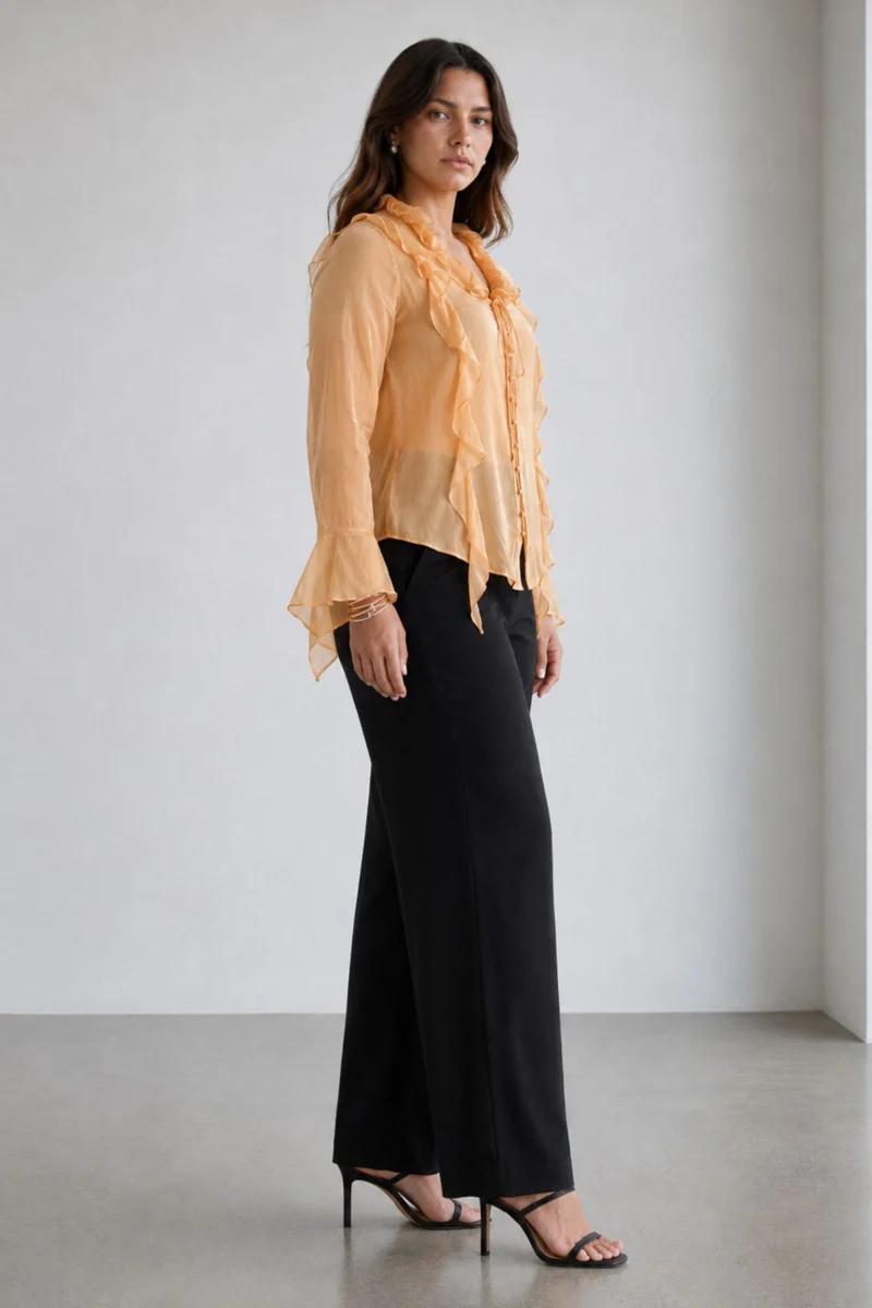 Celesse|100% Viscose Top With Ruffle Detail