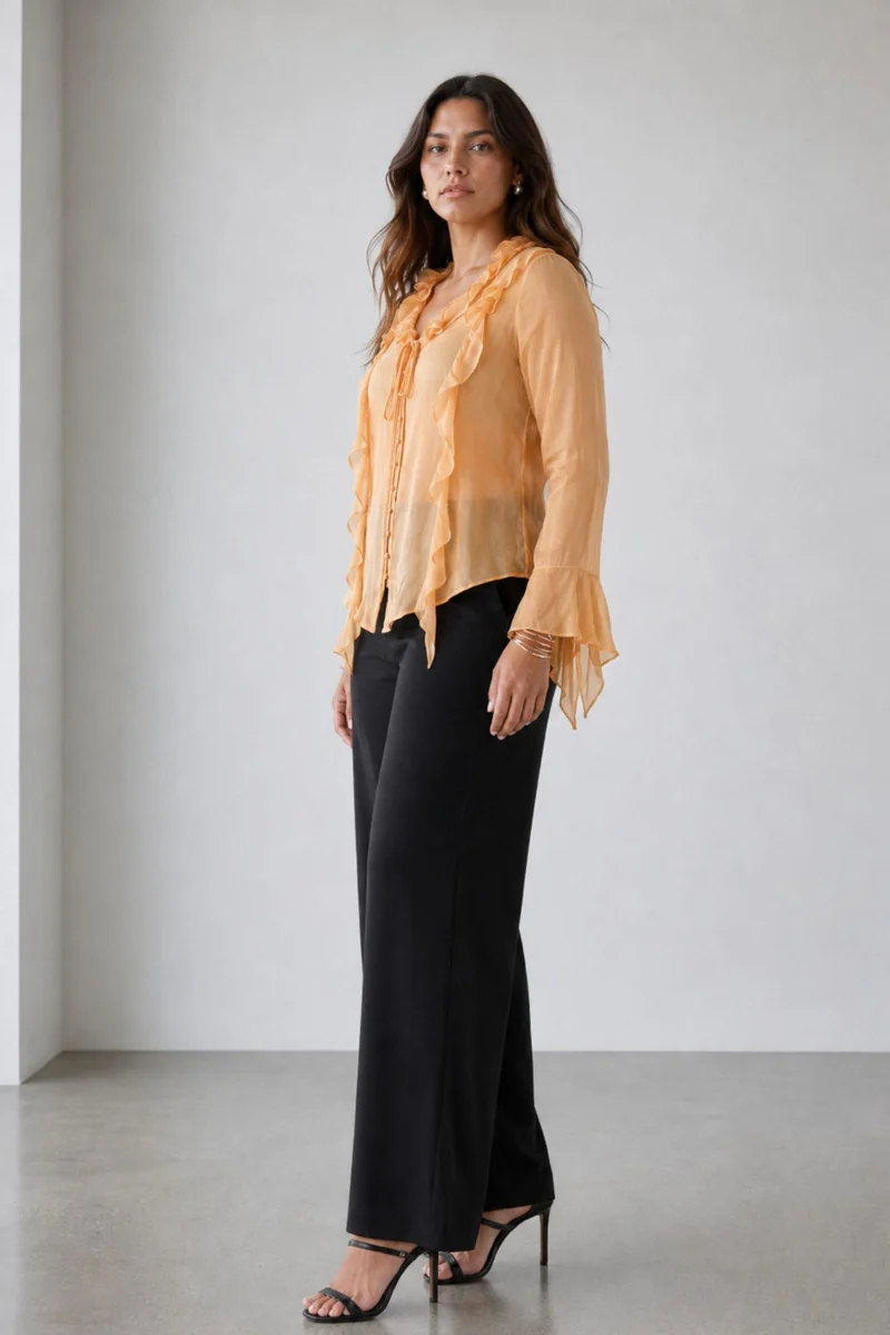 Celesse|100% Viscose Top With Ruffle Detail