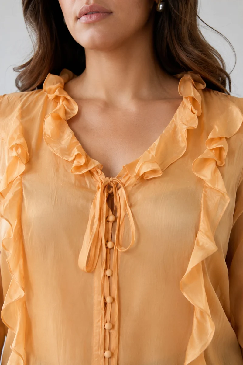 Celesse|100% Viscose Top With Ruffle Detail