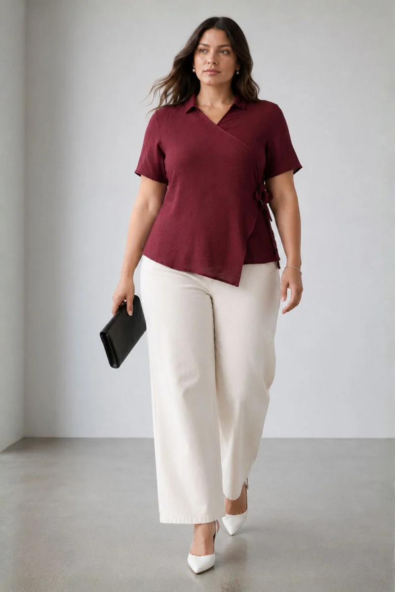 Ravela|Viscose Wrap Style Shirt