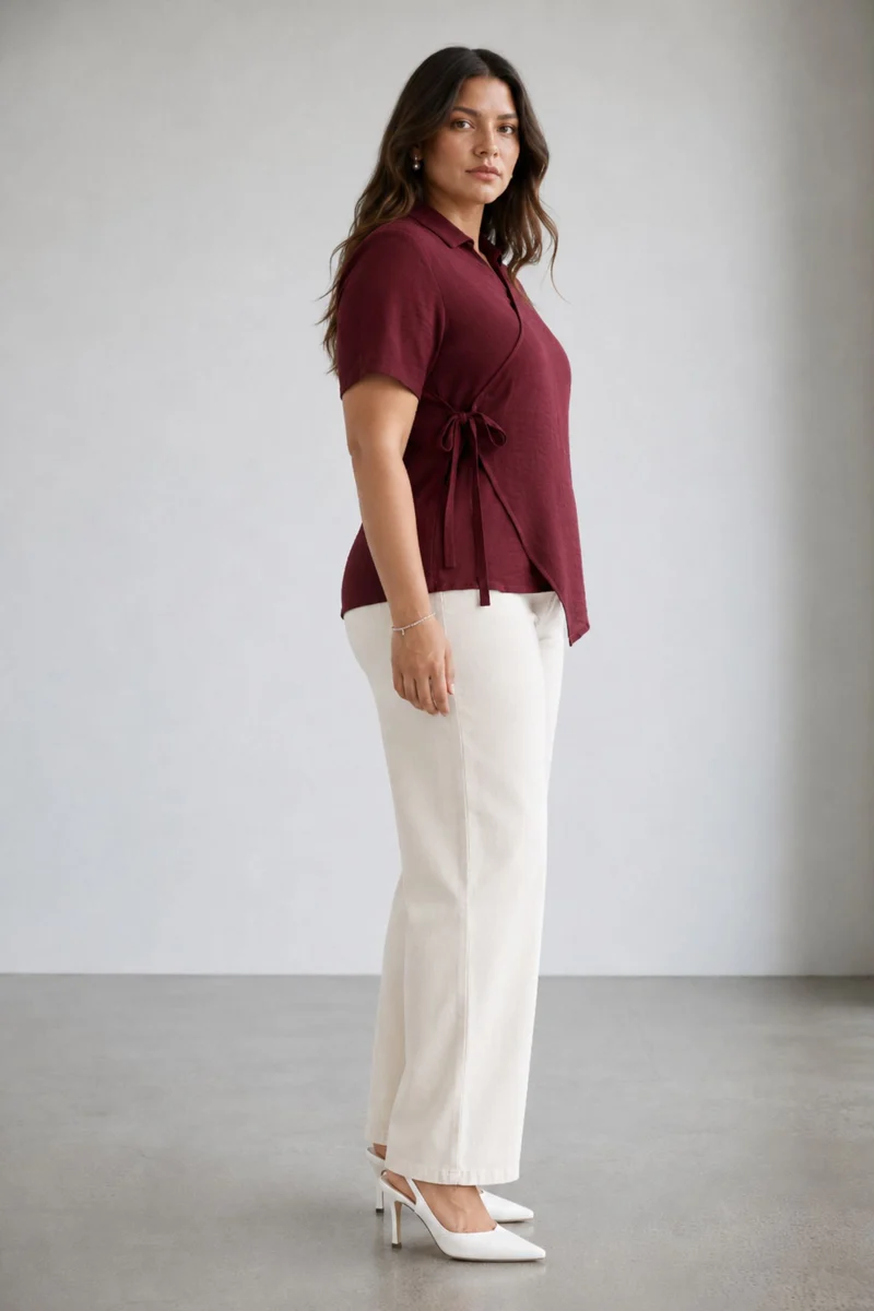 Ravela|Viscose Wrap Style Shirt