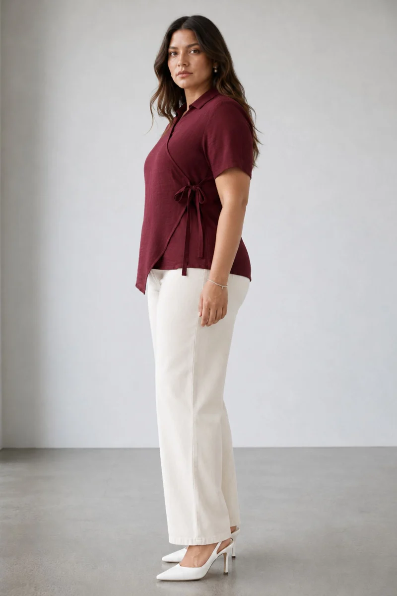 Ravela|Viscose Wrap Style Shirt