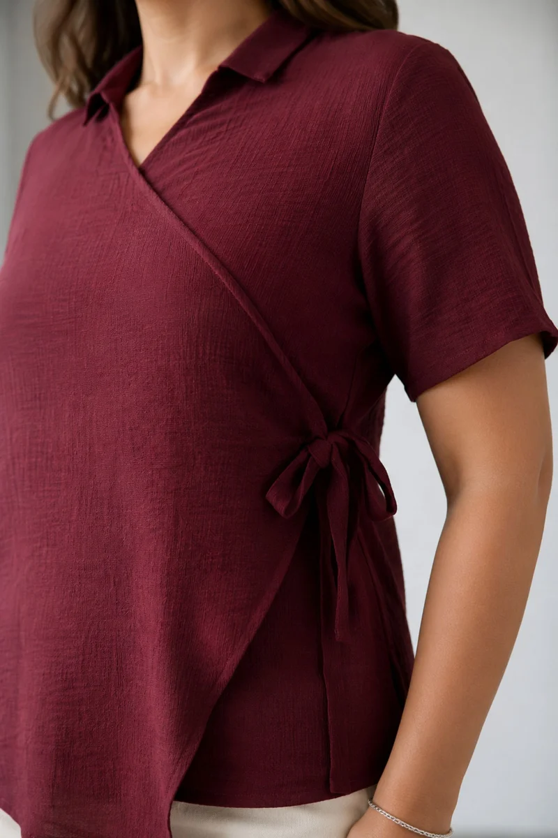 Ravela|Viscose Wrap Style Shirt