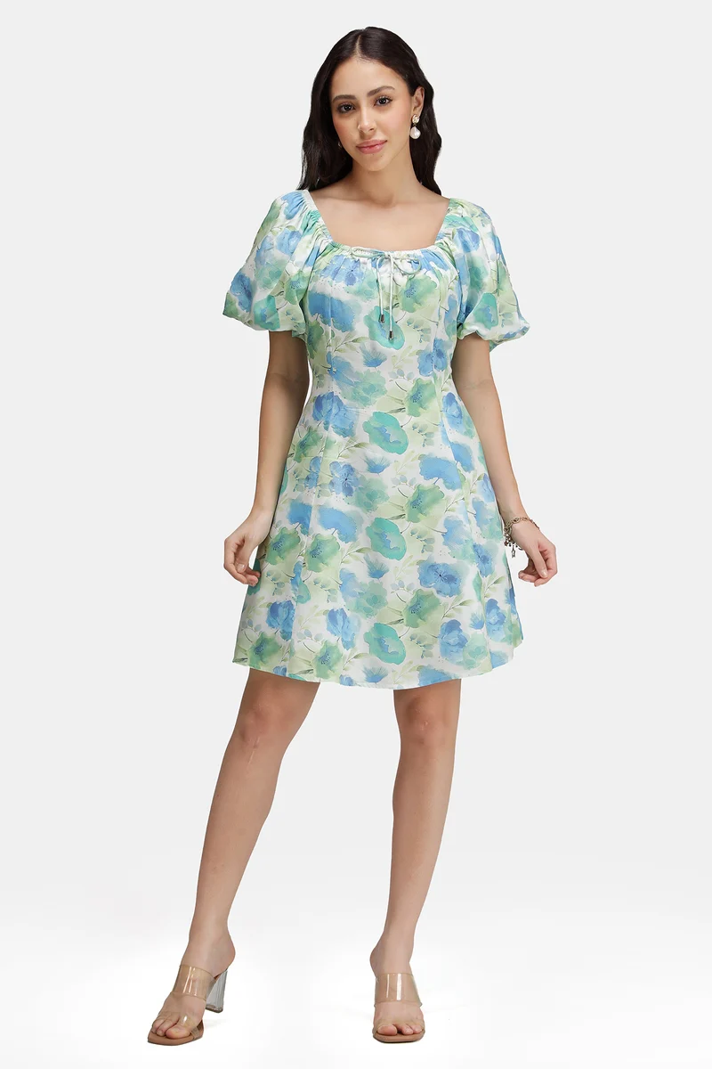 Aaravi|100% Viscose Printed Mini Dress
