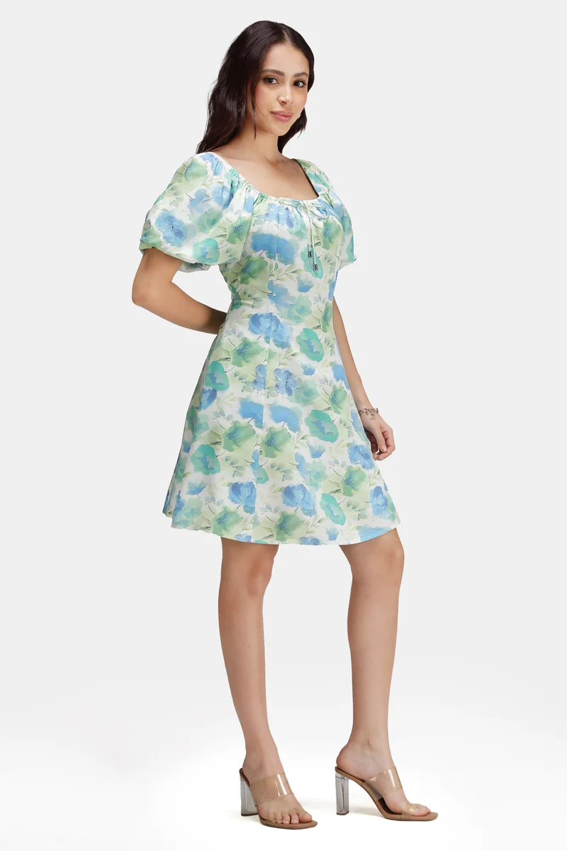 Aaravi|100% Viscose Printed Mini Dress