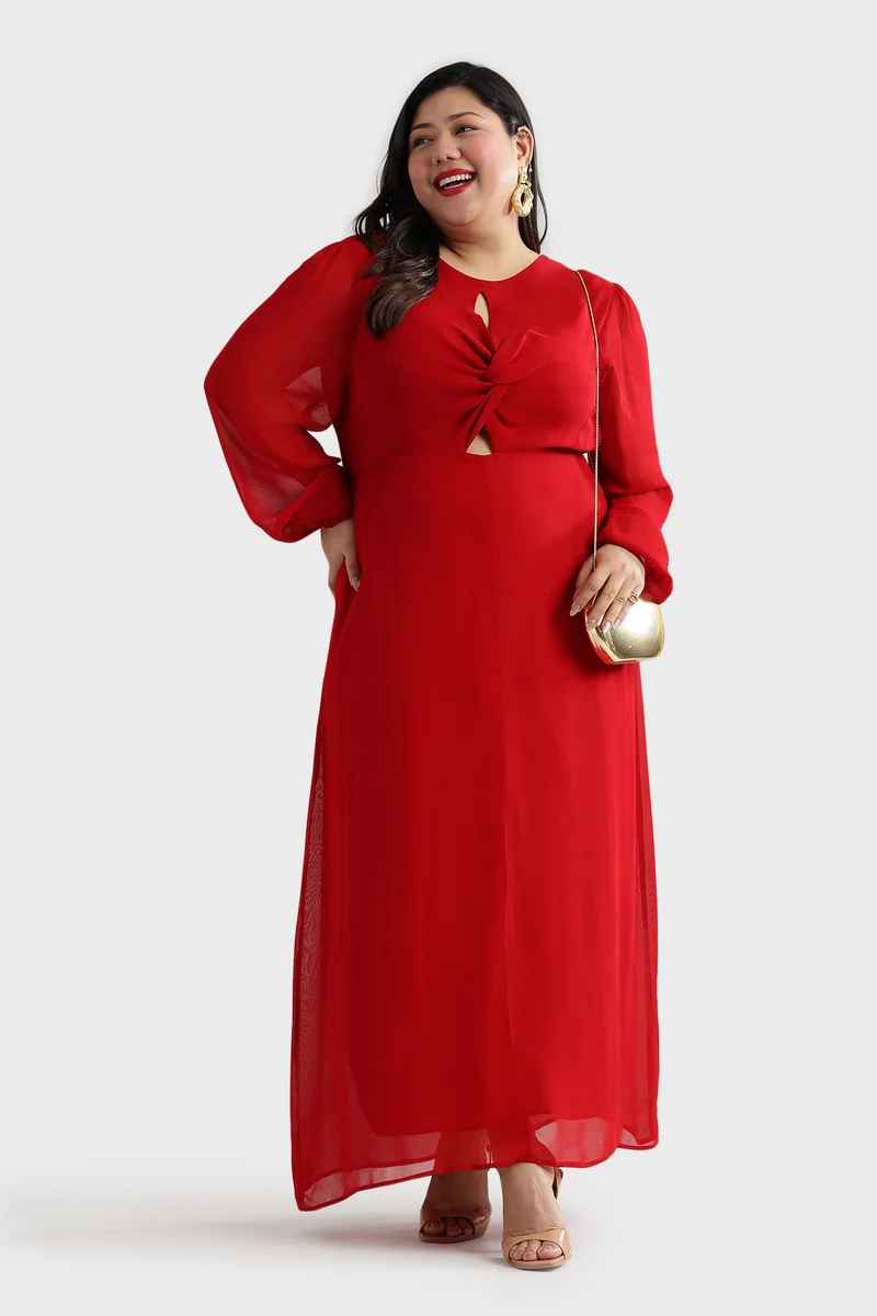 Adtis|Viscose Maxi Dress With Twist Front