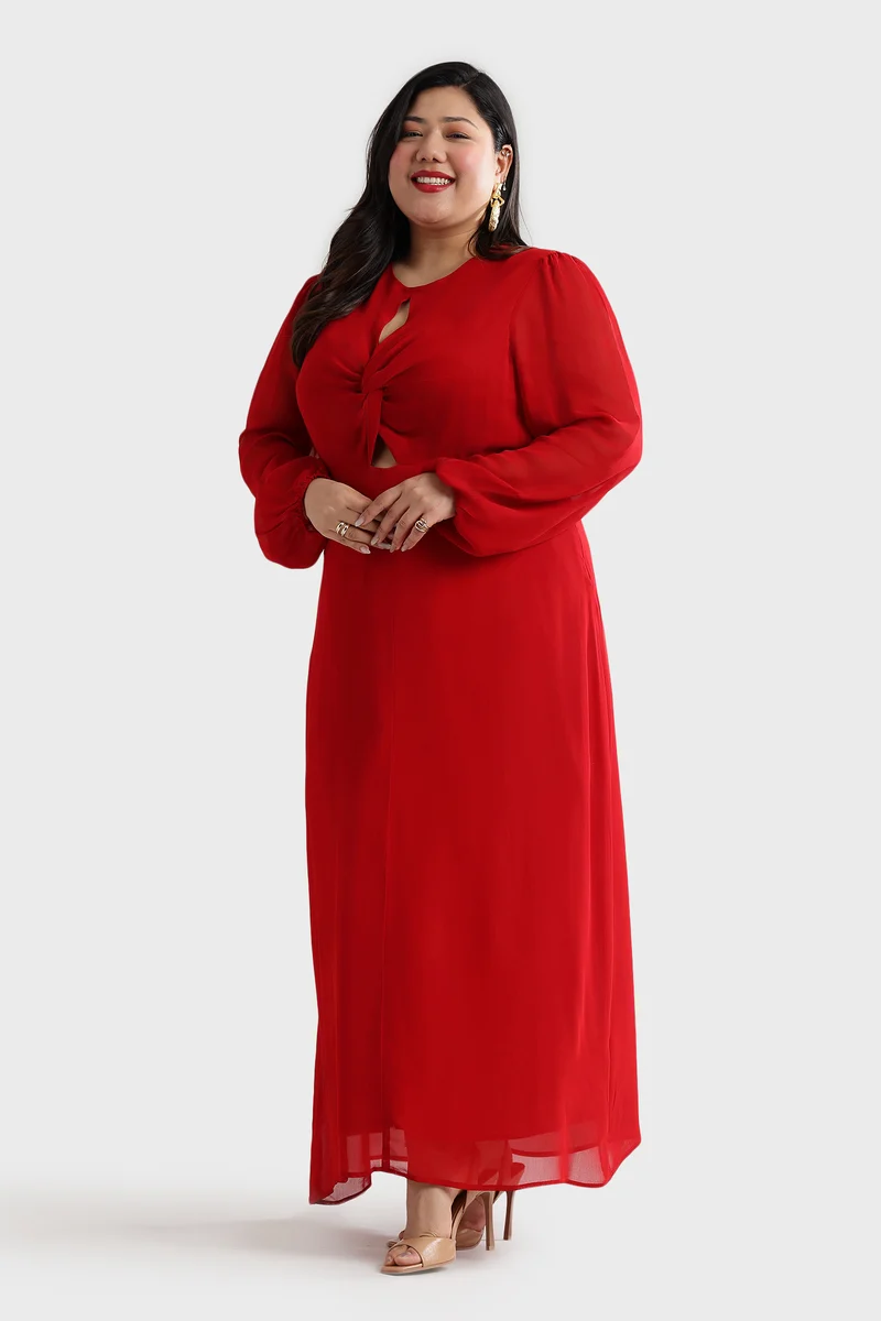 Adtis|Viscose Maxi Dress With Twist Front
