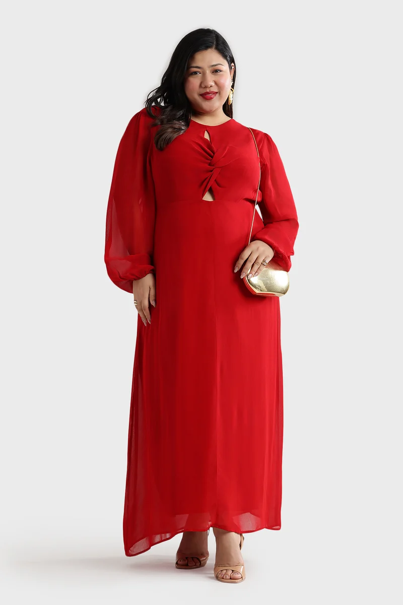 Adtis|Viscose Maxi Dress With Twist Front