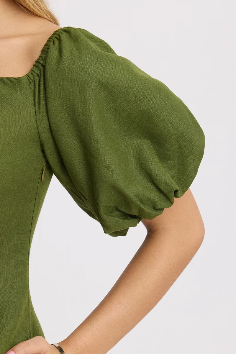 Junae|100% Cotton Off Shoulder Midi Dress