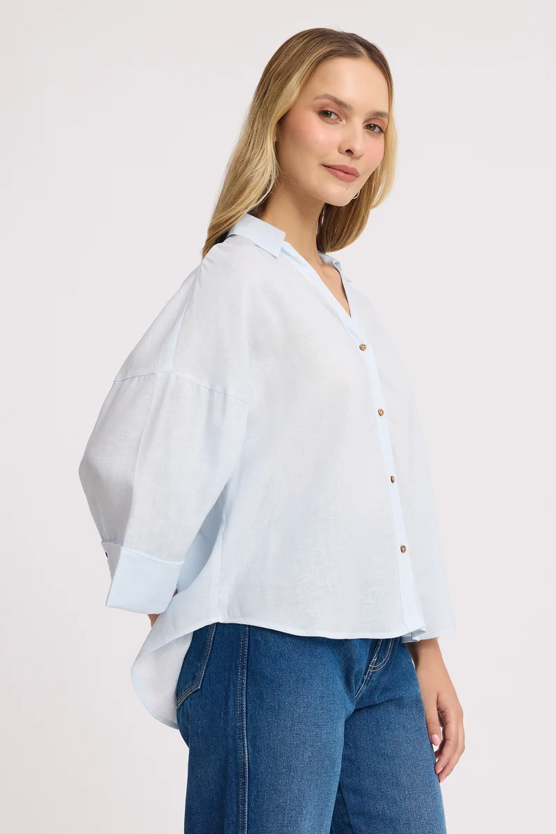 Remil|100% Cotton Relaxed Fit Button Down Shirt