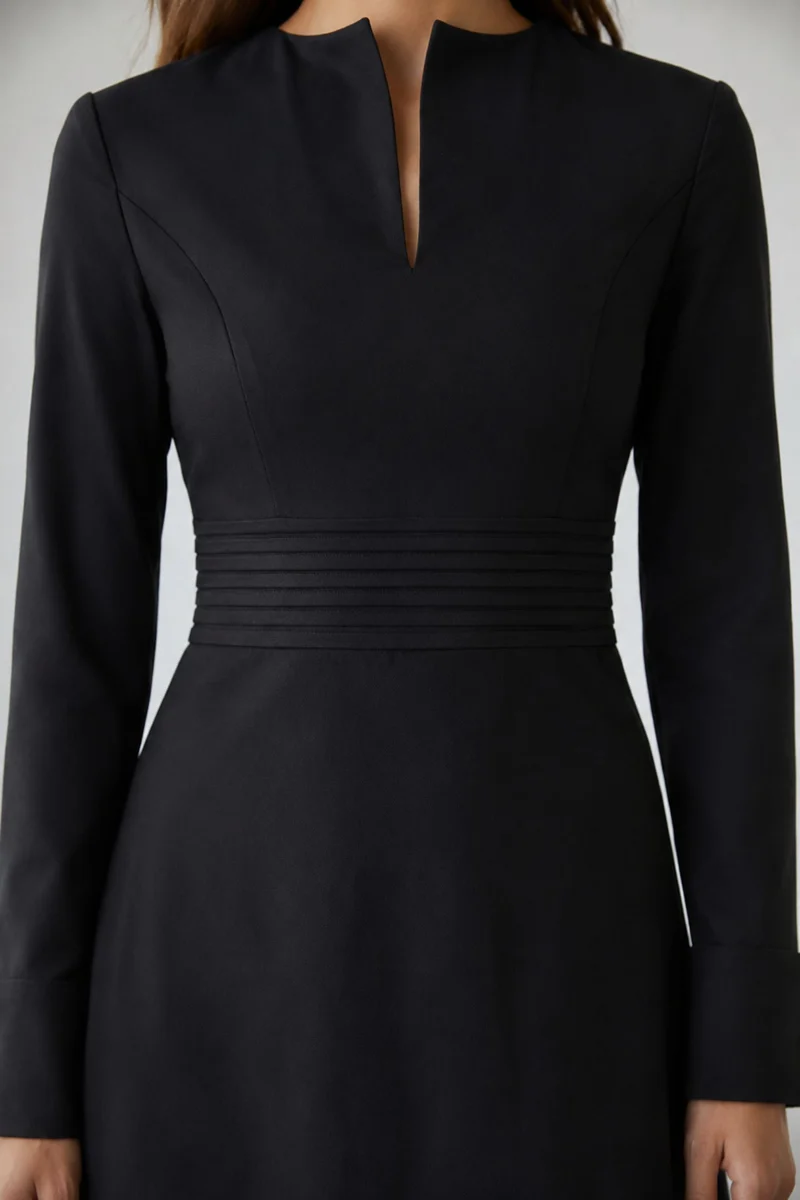 Belara|100% Cotton Mini Dress With Pintuck Waist