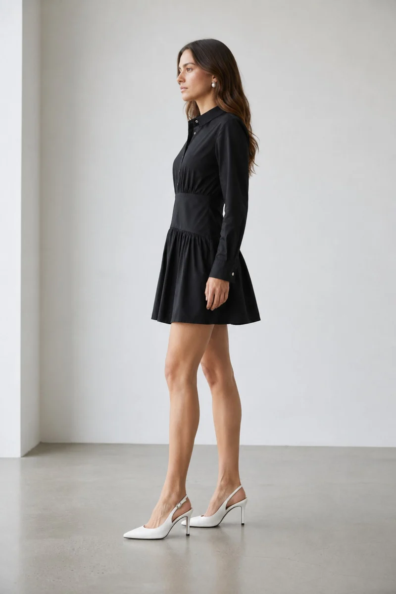 Larelle|100% Cotton Waist Yoke Detail Mini Dress