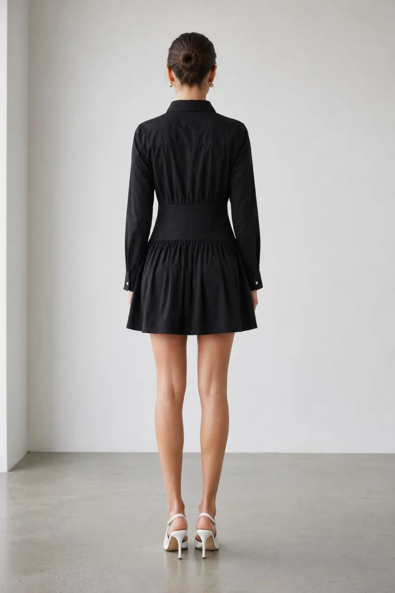 Larelle|100% Cotton Waist Yoke Detail Mini Dress