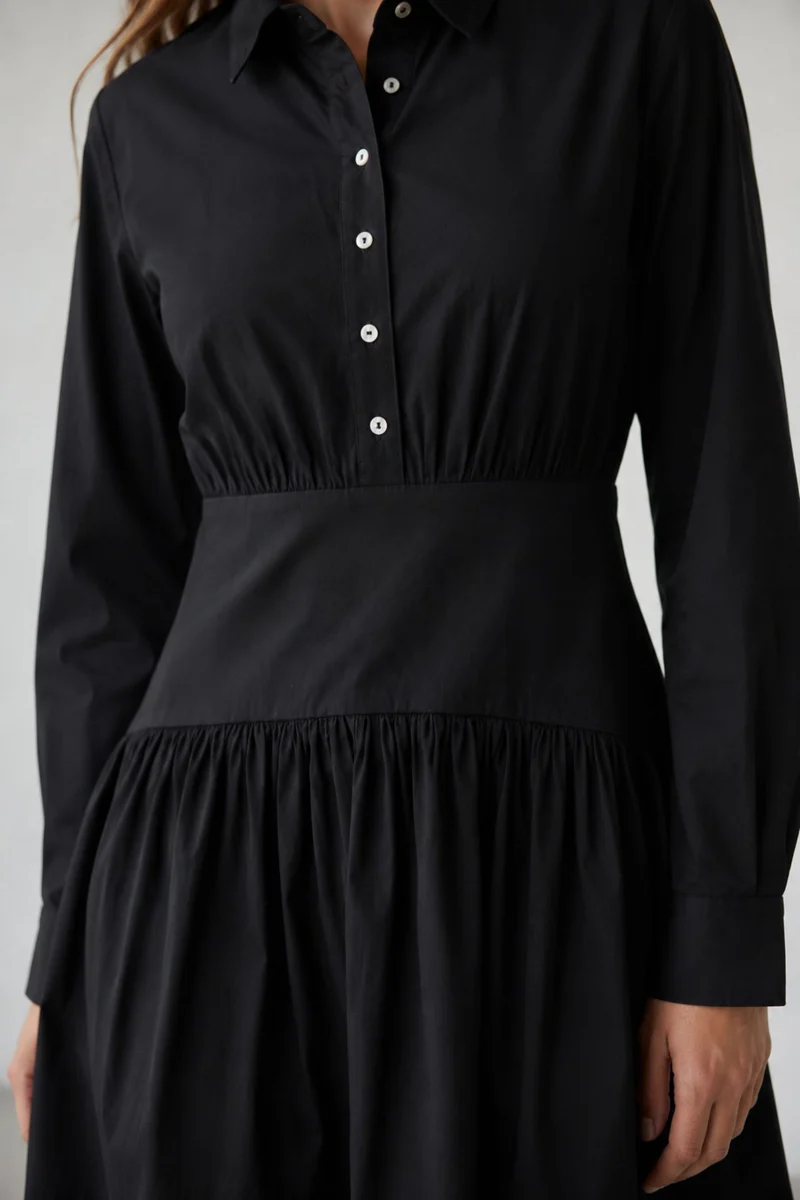 Larelle|100% Cotton Waist Yoke Detail Mini Dress