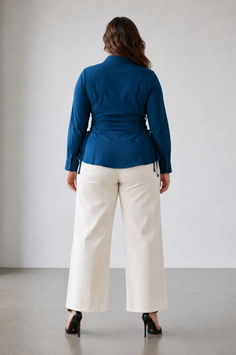 Elowira|100% Viscose Shirt With Side Tie Up