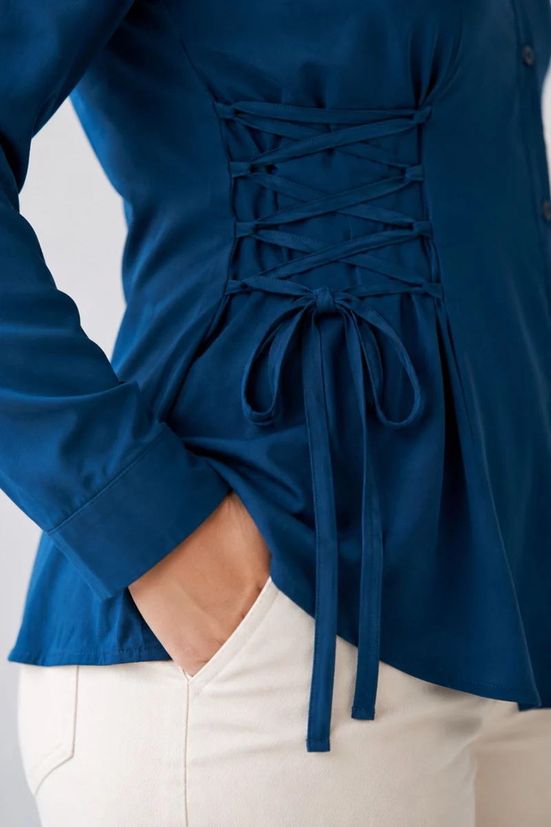 Elowira|100% Viscose Shirt With Side Tie Up