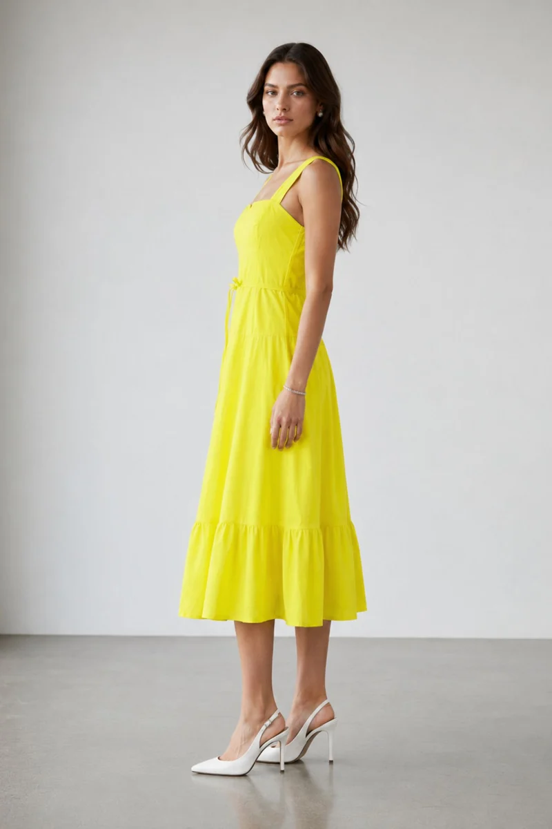Marovia|100% Cotton Panelled Midi Dress