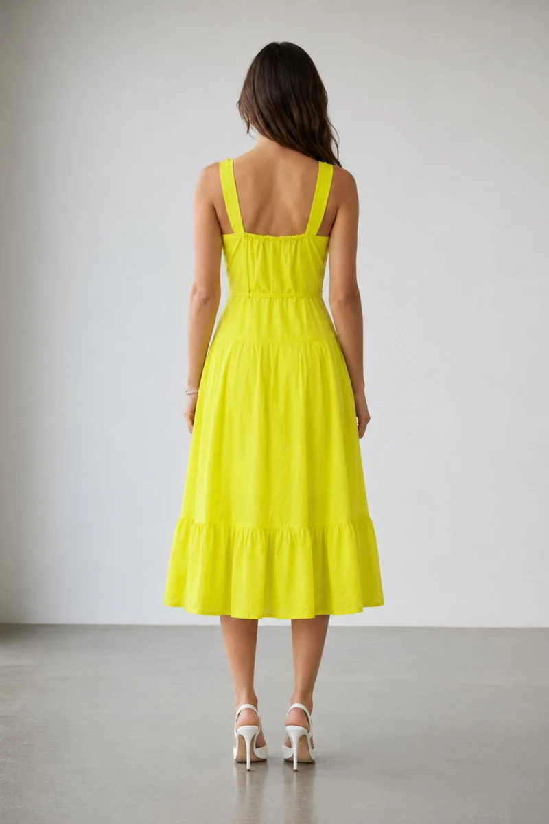 Marovia|100% Cotton Panelled Midi Dress