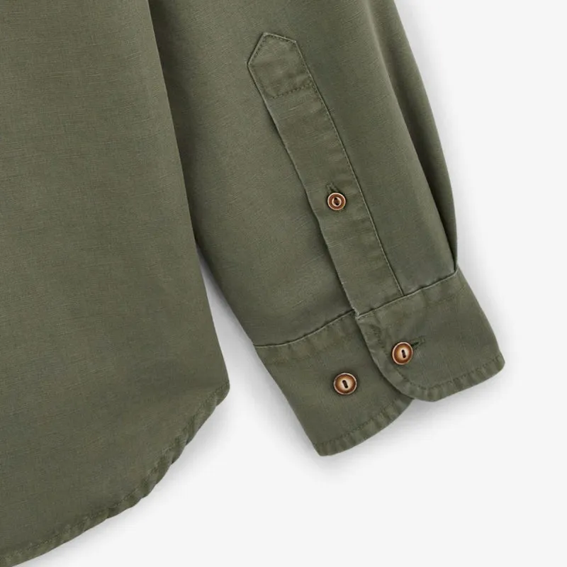 Chemise oxford Carl en lin vert teck