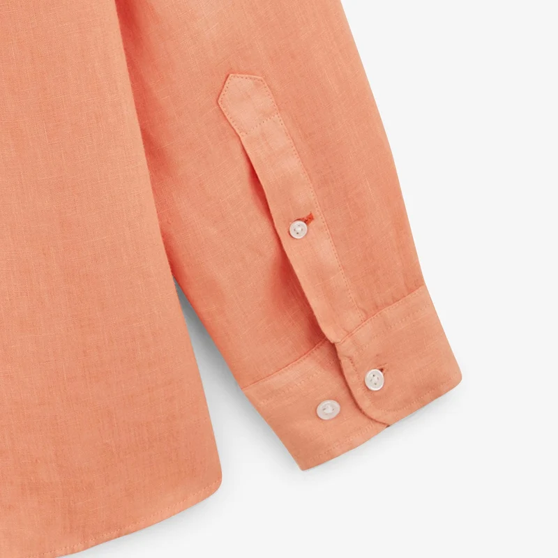 Chemise Charles en lin orange corail