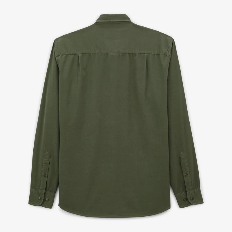 Chemise Charles en velours à manches longues vert kaki