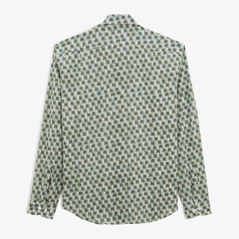 Chemise Charles imprimé carrés vert amande