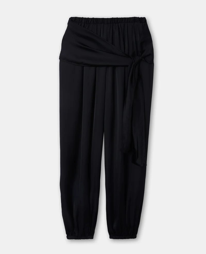 Pantalon bouffant en satin avec ceinture à nouer