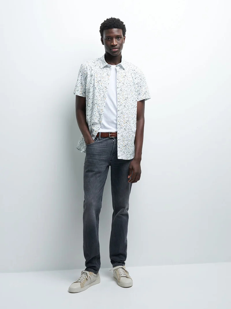 Jean denim slim en coton mélangé