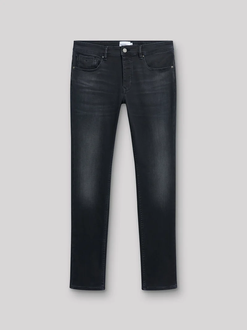 Jean denim slim en coton mélangé