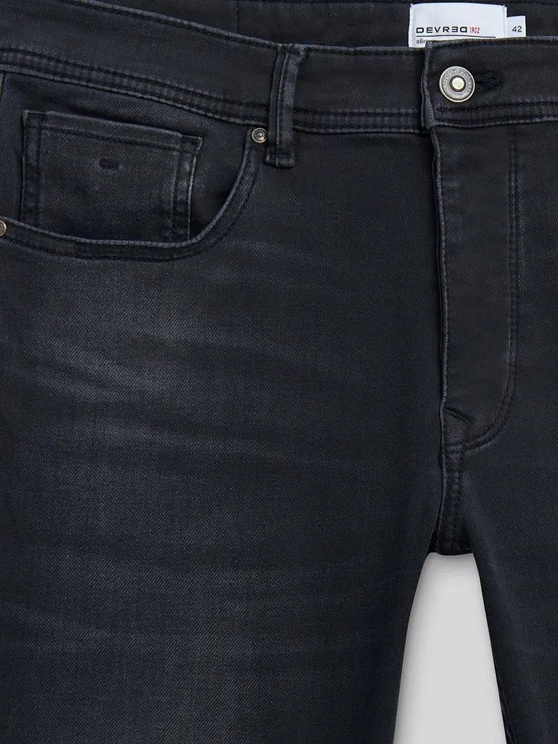 Jean denim slim en coton mélangé
