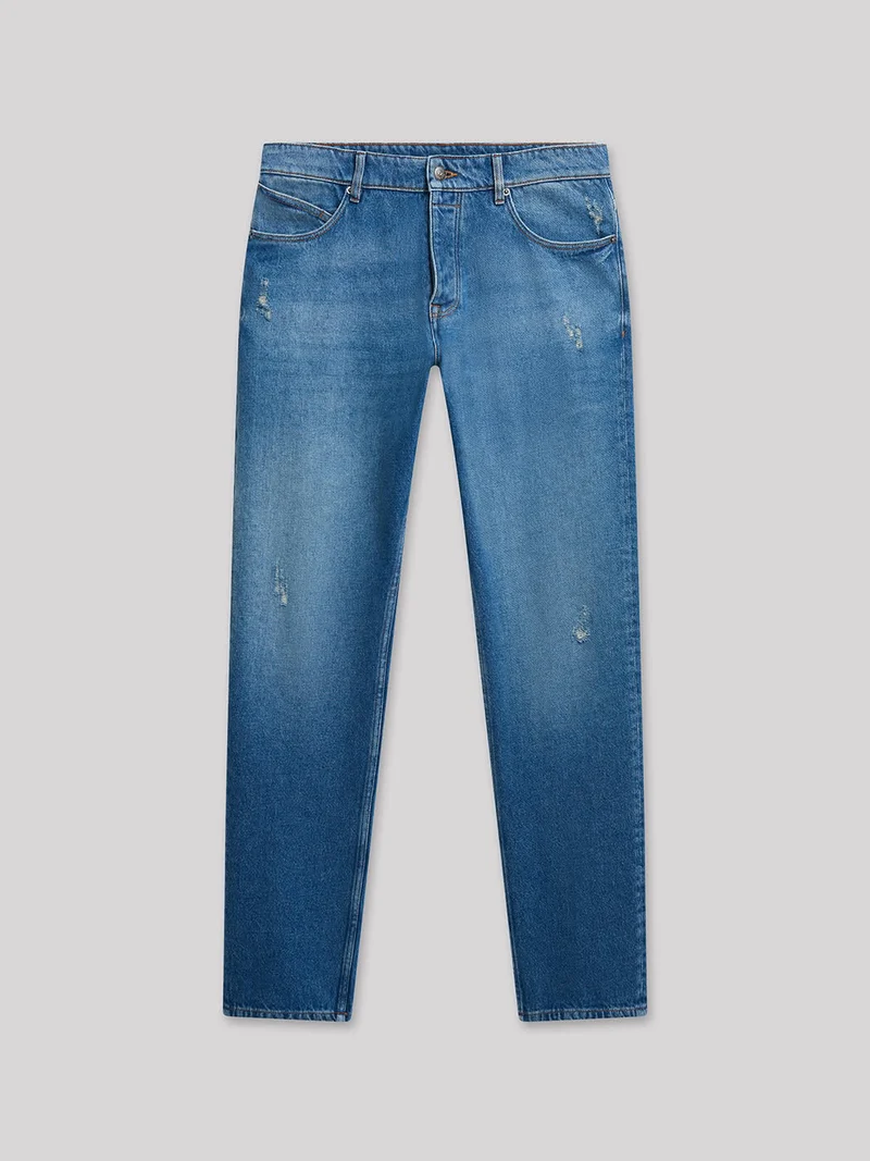 Jean denim regular en coton mélangé