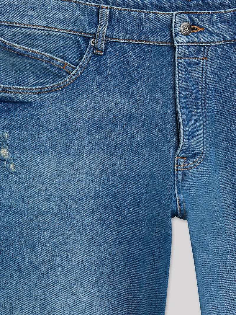 Jean denim regular en coton mélangé