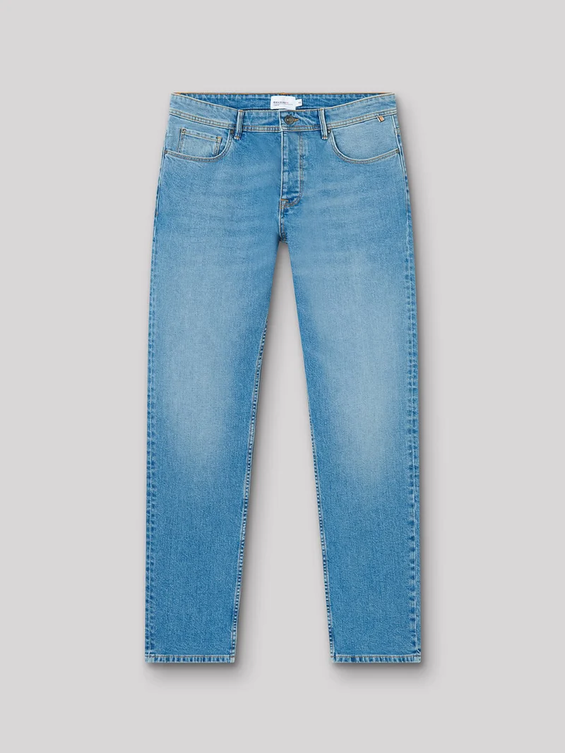 Jean denim regular en coton mélangé