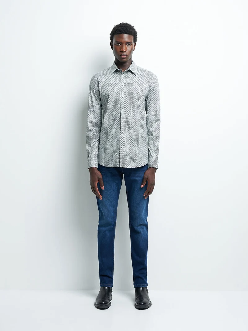 Jean denim slim en coton mélangé