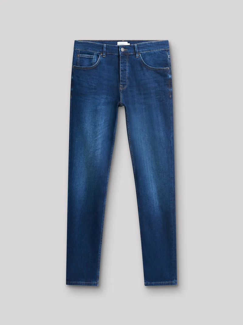 Jean denim slim en coton mélangé