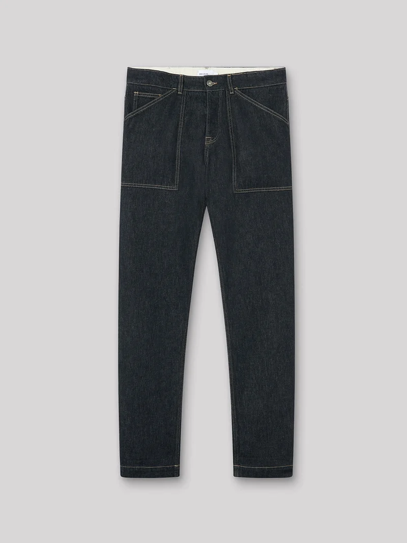 Jean denim regular en coton mélangé