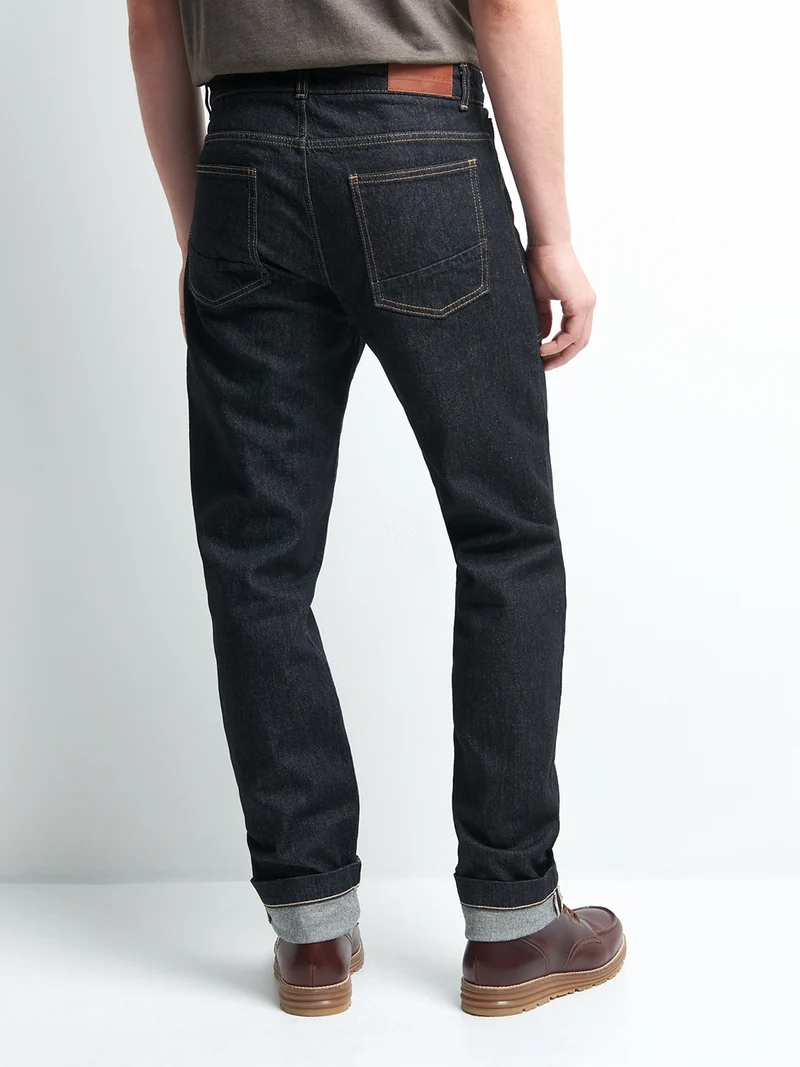 Jean denim regular en coton mélangé