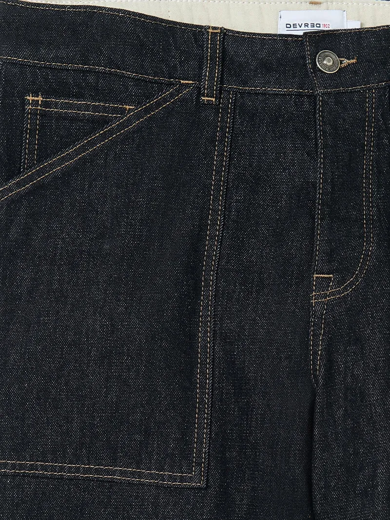 Jean denim regular en coton mélangé