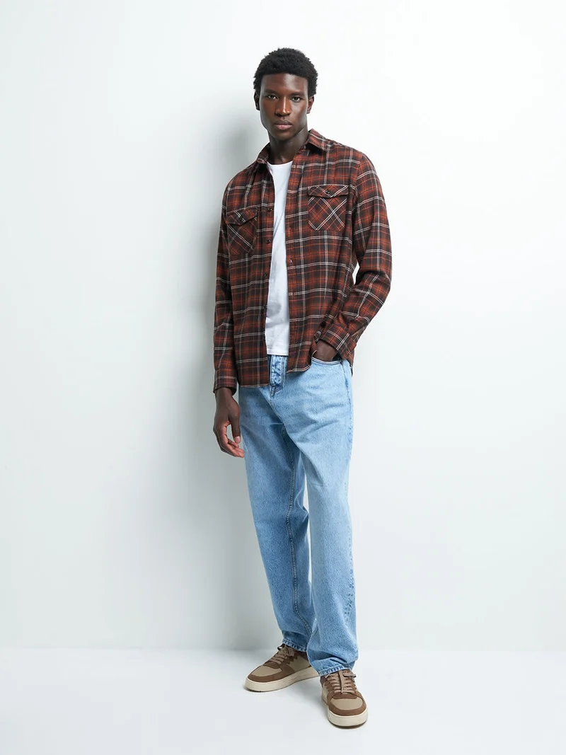 Jean denim loose fit en coton mélangé