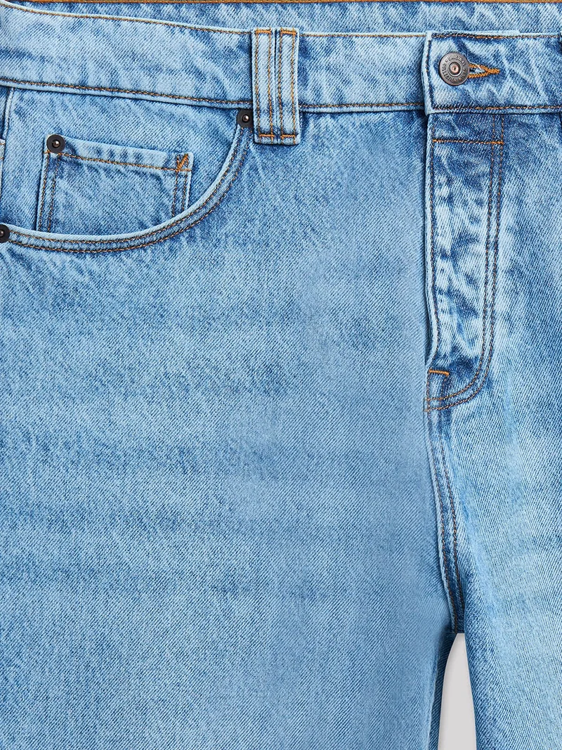 Jean denim loose fit en coton mélangé