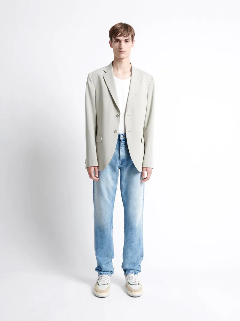 Jean denim regular en coton blanchi