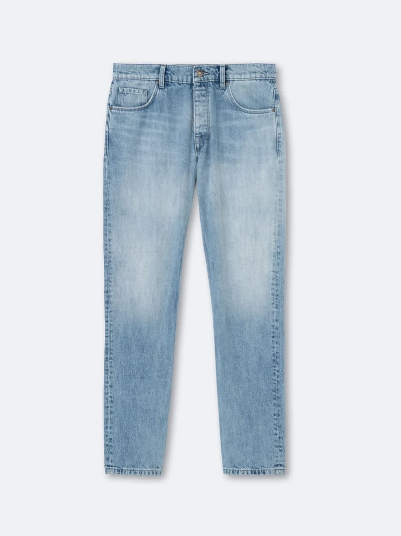 Jean denim regular en coton blanchi