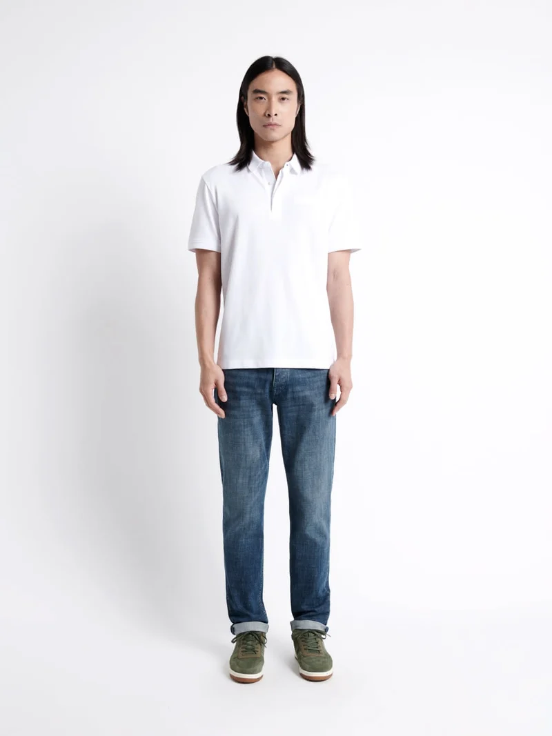 Jean denim délavé en coton stretch