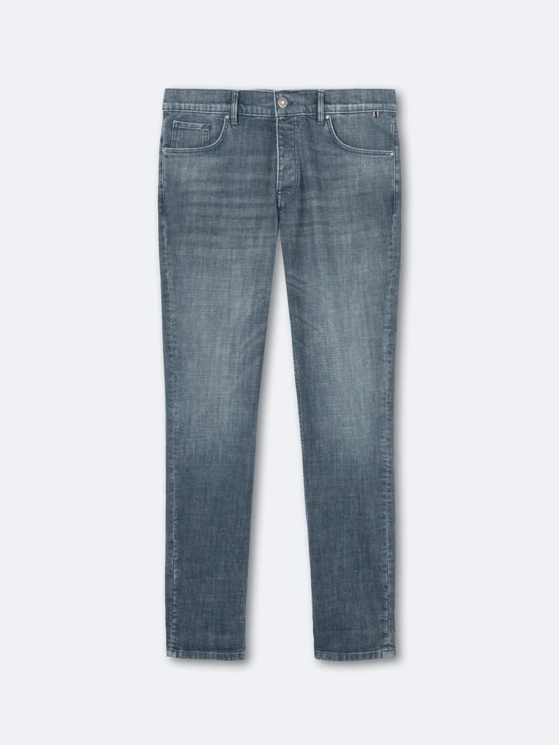 Jean denim délavé en coton stretch