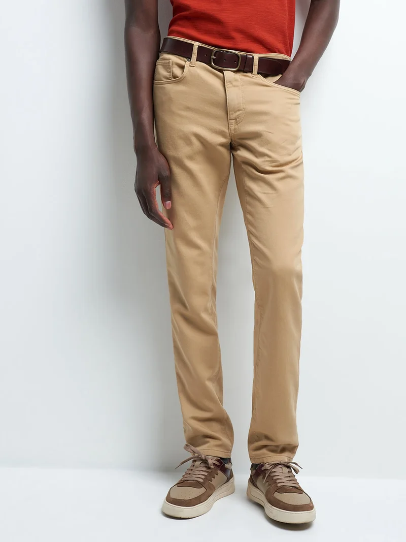 Jean couleur slim en coton élasthane uni