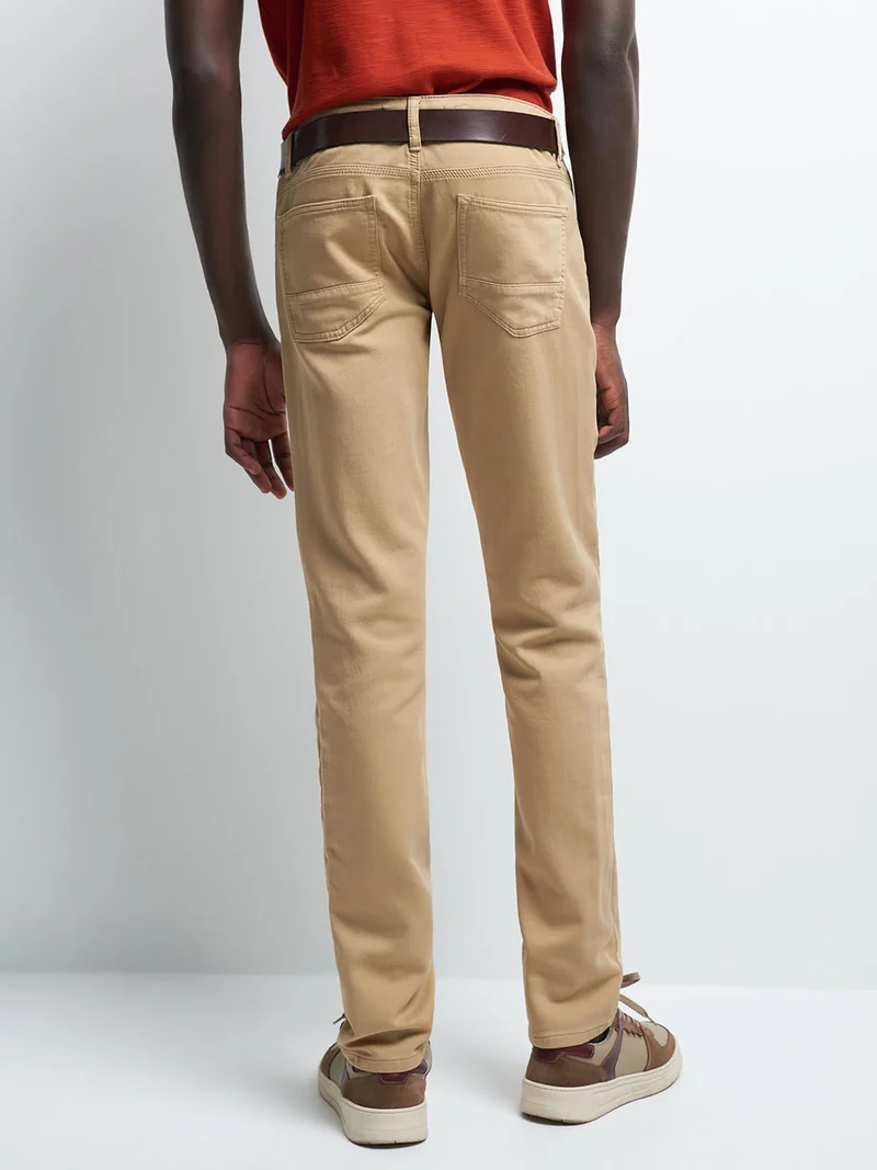 Jean couleur slim en coton élasthane uni
