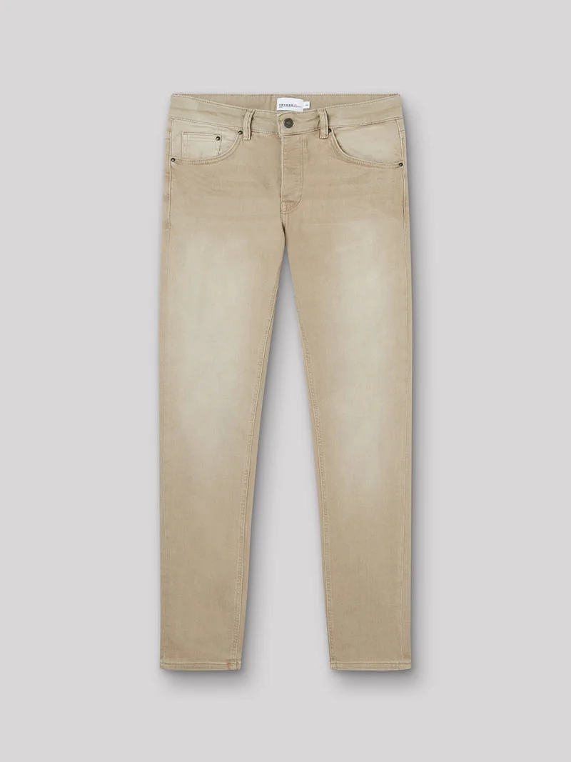 Jean couleur slim stretch délavé