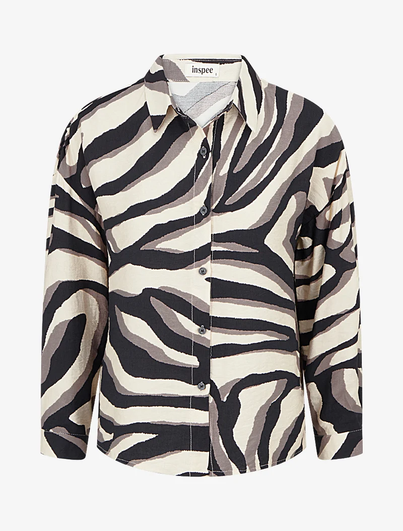 Chemise fluide imprimé tigré - Taupe
